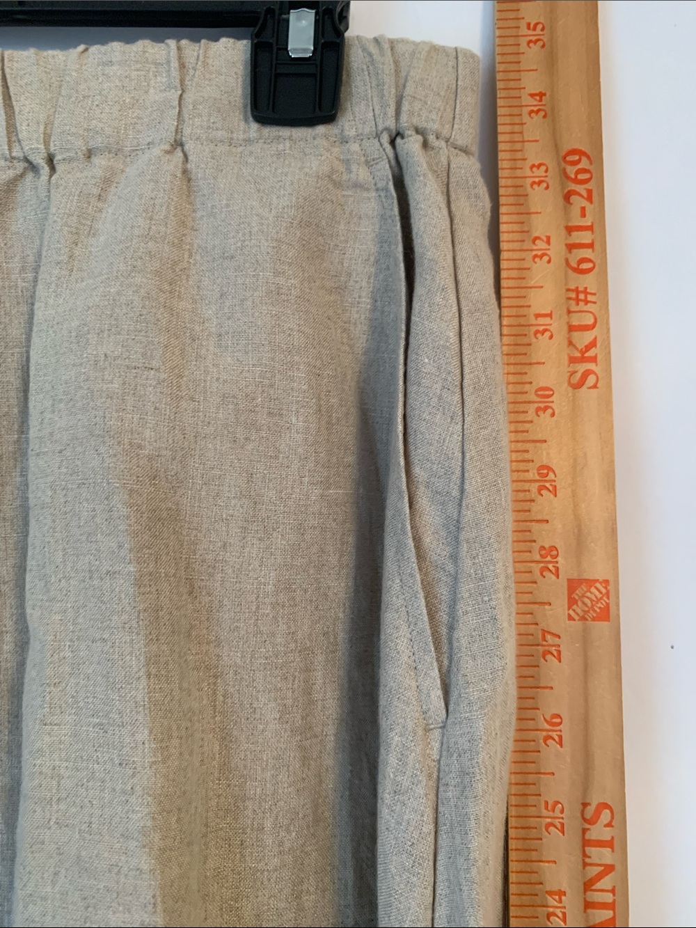 NWT Eileen Fisher Organic Linen Full Length Maxi Skirt in Beige Pockets Size L - Picture 4 of 6